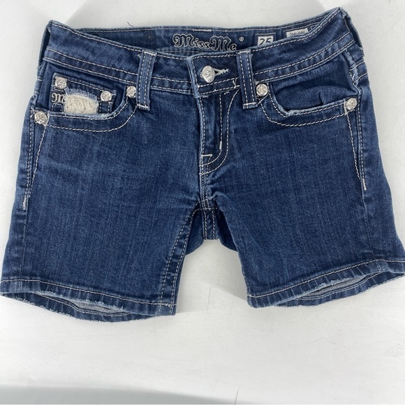 Miss Me Bling Sequin flap pocket cut off jeans shorts - Picture 2 of 3